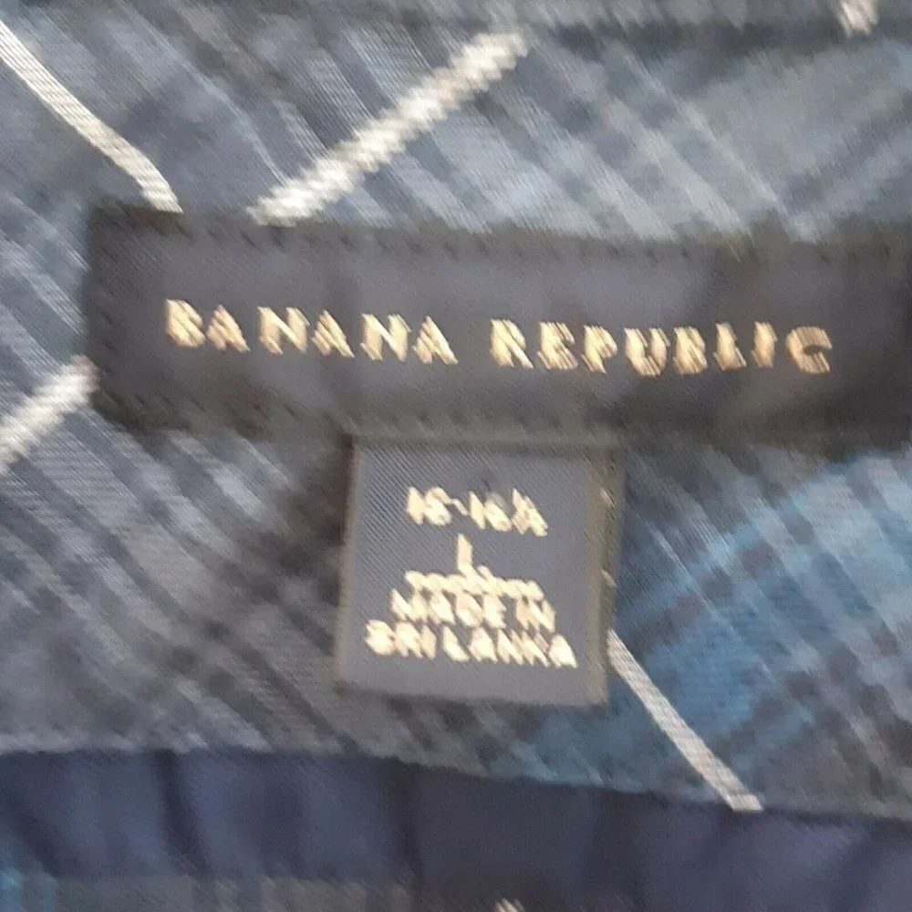 Banana Republic Mens Blue Plaid Button Down Shirt Large